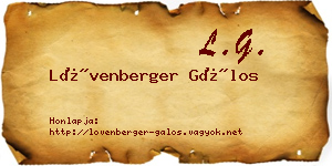Lövenberger Gálos névjegykártya